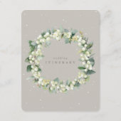 Greige Snowberry+Eucalyptus Garland Hochzeiten Begleitkarte (Rückseite)