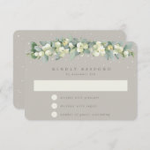 Greige Snowberry+Eucalyptus Garland Winter Wedding RSVP Karte (Vorne/Hinten)