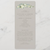 Greige Snowberry+Eucalyptus Stem Winter Wedding Programm (Vorderseite)