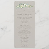 Greige Snowberry+Eucalyptus Stem Winter Wedding Programm (Rückseite)