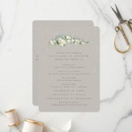 Greige Snowberry+Eucalyptus Stem Winter Wedding Programm