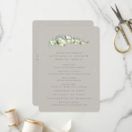 Greige Snowberry+Eucalyptus Stem Winter Wedding Programm