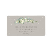 Greige Snowberry+Eucalyptus Wedding Address Label Adressaufkleber (Vorne)