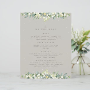 Greige Snowberry+Eucalyptus Wedding Drinks Menü