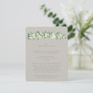 Greige Snowberry+Eucalyptus Wedding Empfang Begleitkarte
