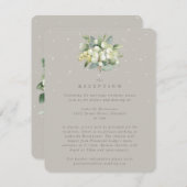 Greige Snowberry+Eucalyptus Wedding Empfang Begleitkarte (Vorne/Hinten)