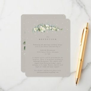 Greige Snowberry+Eucalyptus Wedding Empfang Begleitkarte