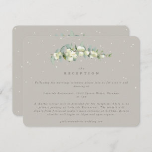 Greige Snowberry+Eucalyptus Wedding Empfang Begleitkarte