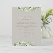 Greige Snowberry+Eucalyptus Wedding Empfang Einladung (Stehend Vorderseite)