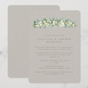 Greige Snowberry+Eucalyptus Wedding Empfang Einladung