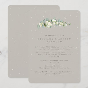 Greige Snowberry+Eucalyptus Wedding Empfang Einladung