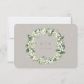 Greige Snowberry+Eucalyptus Wedding Multi-Event RSVP Karte (Rückseite)