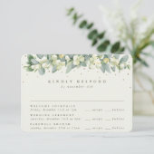 Greige Snowberry+Eucalyptus Wedding Multi-Event RSVP Karte (Stehend Vorderseite)