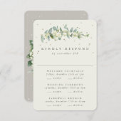 Greige Snowberry+Eucalyptus Wedding Multi-Event RSVP Karte (Vorne/Hinten)