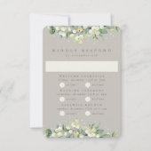 Greige Snowberry+Eucalyptus Wedding Multi-Event RSVP Karte (Vorderseite)