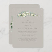Greige Snowberry+Eucalyptus Wedding Probe Begleitkarte (Vorne/Hinten)
