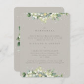 Greige Snowberry+Eucalyptus Wedding Probe Begleitkarte (Vorne/Hinten)