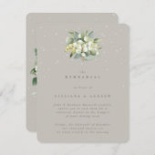 Greige Snowberry+Eucalyptus Wedding Probe Begleitkarte (Vorne/Hinten)