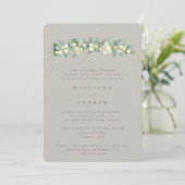 Greige Snowberry+Eucalyptus Wedding Probe Einladung (Stehend Vorderseite)
