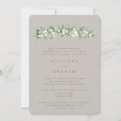 Greige Snowberry+Eucalyptus Wedding Probe Einladung (Vorderseite)