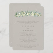 Greige Snowberry+Eucalyptus Wedding Probe Einladung (Vorne/Hinten)