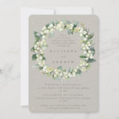 Greige Snowberry+Eucalyptus Wedding Probe Einladung (Vorderseite)