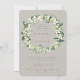 Greige Snowberry+Eucalyptus Wedding Probe Einladung