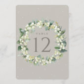 Greige Snowberry+Eucalyptus Wedding Tischnummer (Rückseite)