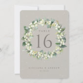 Greige Snowberry+Eucalyptus Wedding Tischnummer (Rückseite)