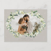Greige Snowberry+Eucalyptus Wedding Vielen Dank Postkarte (Vorderseite)