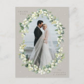 Greige Snowberry+Eucalyptus Wedding Vielen Dank Postkarte (Vorderseite)