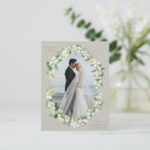 Greige Snowberry+Eucalyptus Wedding Vielen Dank Postkarte (Stehend Vorderseite)