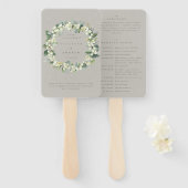 Greige Snowberry+Eucalyptus Winter Wedding Fächer (Vorne und Hinten)