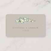 Greige Snowberry+Eucalyptus Winter Wedding Flat Platzkarte (Rückseite)