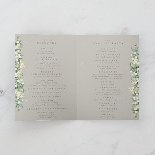 Greige Snowberry+Eucalyptus Winter Wedding Programm (Innenseite)