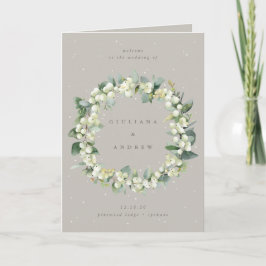 Greige Snowberry+Eucalyptus Winter Wedding Programm
