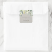 Greige Snowberry+Eucalyptus Winter Wedding Quadratischer Aufkleber (Tasche)