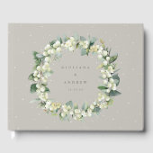 Greige Snowberry+Eucalyptus Wreath Winter Wedding Gästebuch (Vorderseite)