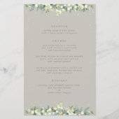 Greige Snowberry+Eukalyptus 3 Course Wedding Menu (Vorderseite)