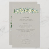 Greige Snowberry+Eukalyptus 3 Course Wedding Menu (Vorne/Hinten)