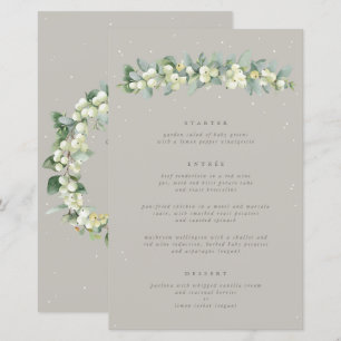 Greige Snowberry+Eukalyptus 3 Course Wedding Menu