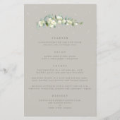 Greige Snowberry+Eukalyptus 4 Course Wedding Menu (Vorderseite)