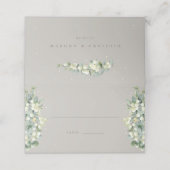 Greige Snowberry+Eukalyptus Wedding Platzkarte (Außenseite Aufgefaltet)
