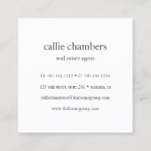 Greige Taupe Monogram Quadratische Visitenkarte (Rückseite)