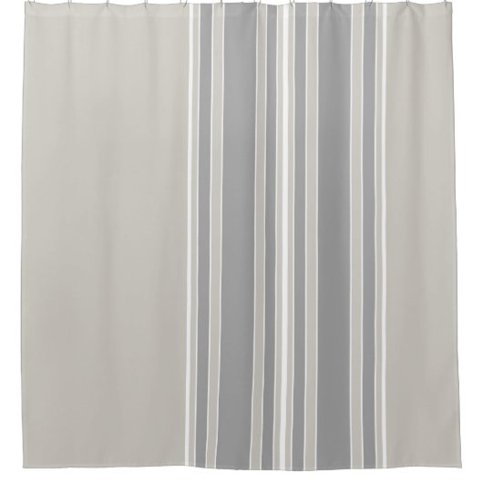 Greige und graue Streifen Off-Center Moderne #D3CF Duschvorhang (Vorderseite)