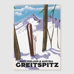 Greitspitz Schweiz & Österreich Ski-Plakat Magnetkarte