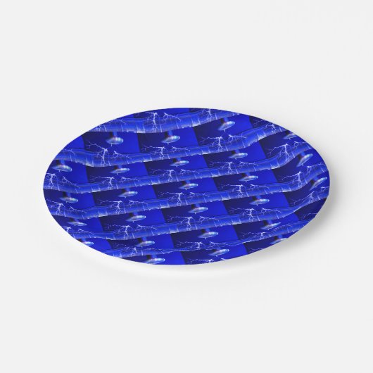 Grelle Tesla Spule… Pappteller (Schrägansicht)