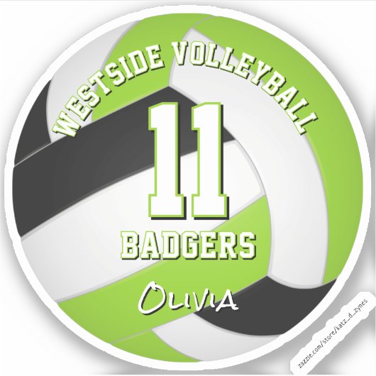 grellgrüner Schwarzer Mannschaftsspieler Aufkleber (Vorderseite)