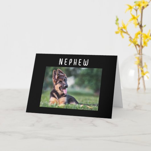 GREMAN SHEPHARD SAYS "HAPPY BIRTHDAY NEPHEW CARD" KARTE (Gelbe Blume)