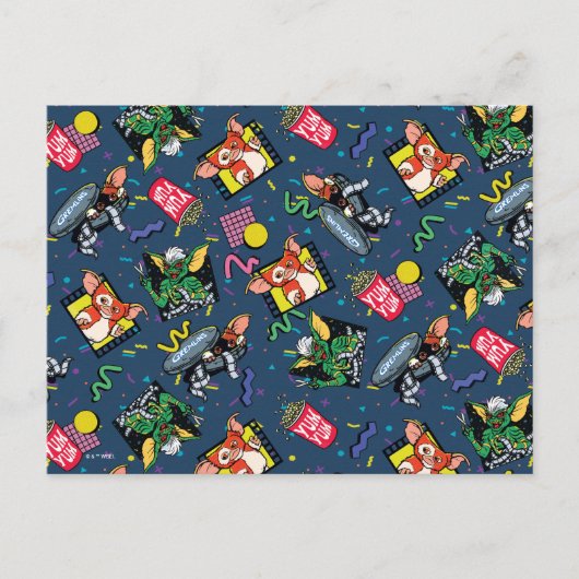 Gremlins™ 80er Retrowave-Muster Postkarte (Vorderseite)